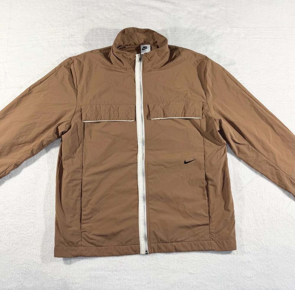 Nike Sportswear Style Essentials Full Zip Nylon Windbreaker Jacket Brown Size M